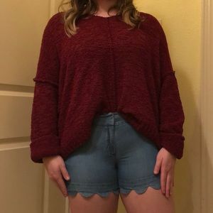 Crown & Ivy Scalloped Chambray Shorts